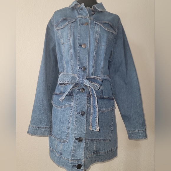 Lane Bryant Jackets & Blazers - Lane Bryant Long Denim Jean Jacket Trench Coat Style Sz 14